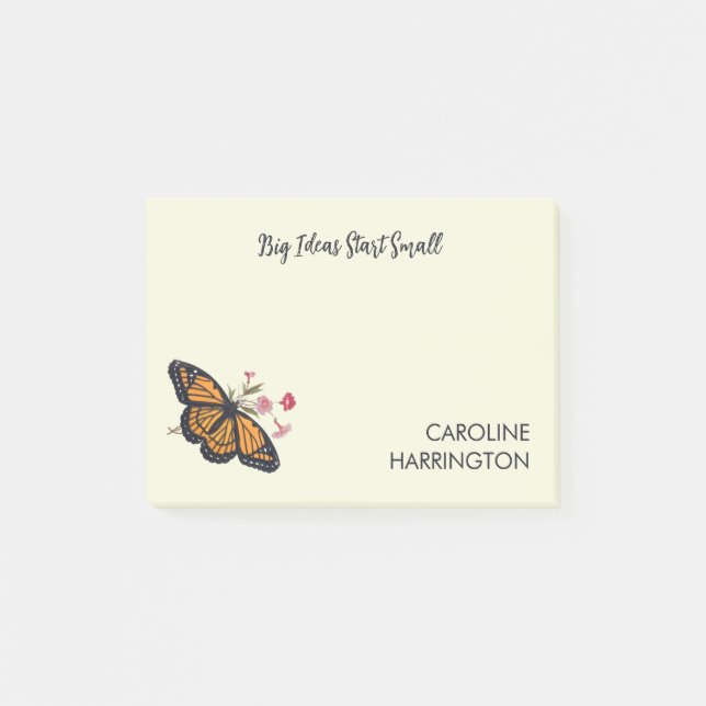 Orange Monarch Butterfly Inspirational Elegant Post-it Notes (Front)