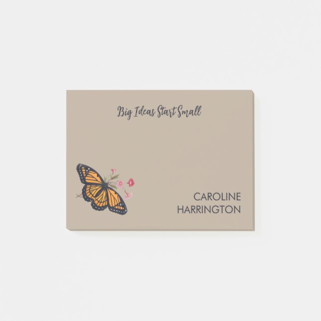 Orange Monarch Butterfly Inspirational Nature Post-it Notes (Front)