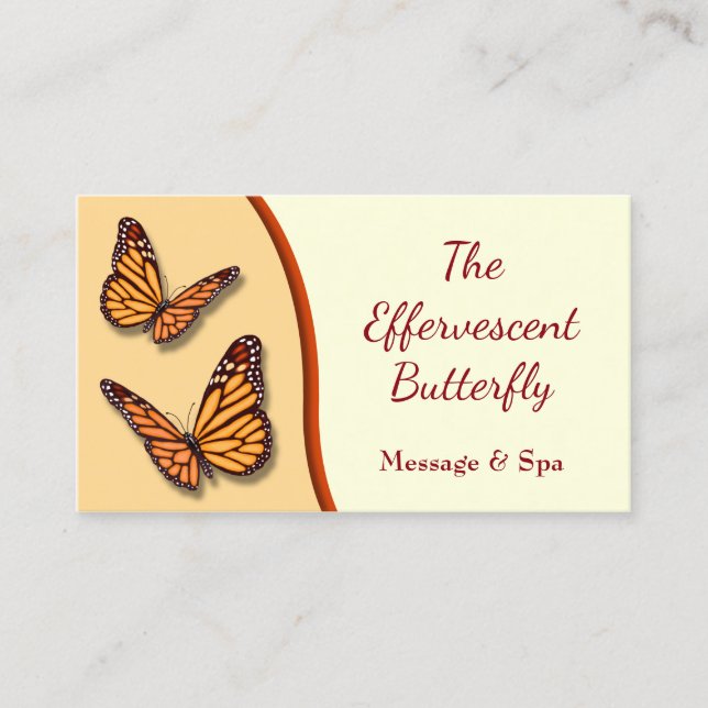 Orange Monarch Butterfly Massage & Spa Business Card (Front)