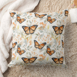 Orange Monarch Butterfly Pattern Cushion