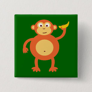 Orange Monkey 15 Cm Square Badge