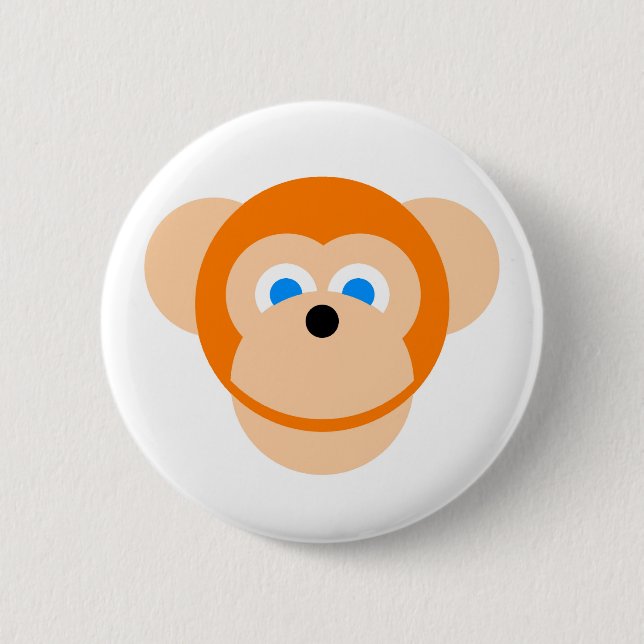 Orange monkey 6 cm round badge (Front)