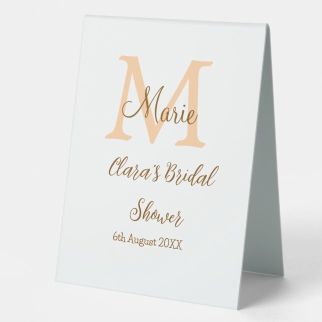 Orange monogram bridal shower add name modern simp (Front)