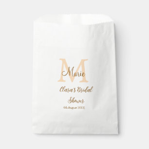 Orange monogram bridal shower add name modern simp favour bag