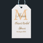 Orange monogram bridal shower add name modern simp gift tags<br><div class="desc">beautiful design</div>
