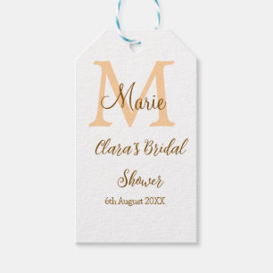 Orange monogram bridal shower add name modern simp gift tags