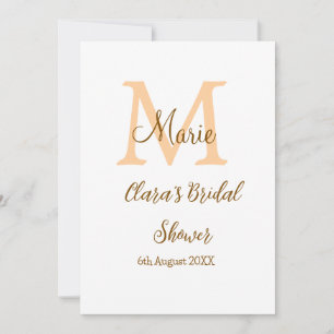 Orange monogram bridal shower add name modern simp invitation