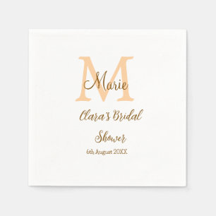 Orange monogram bridal shower add name modern simp napkin