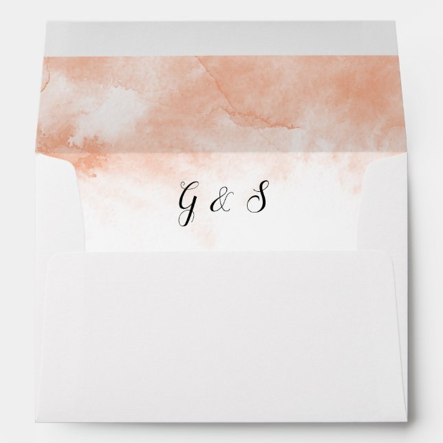 Orange Monogram Elegant Calligraphy Script Wedding Envelope (Back (Bottom))