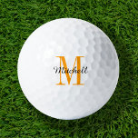 Orange Monogram Initial and Name Personalised Golf Balls<br><div class="desc">Elevate your golf game with our custom golf balls, personalised with a simple classic monogram initial and a script name overlay. Choose from a wide selection of colours to create a timeless design that’s truly unique. These golf balls make a perfect gift for any occasion, whether it’s Christmas, Father’s Day,...</div>