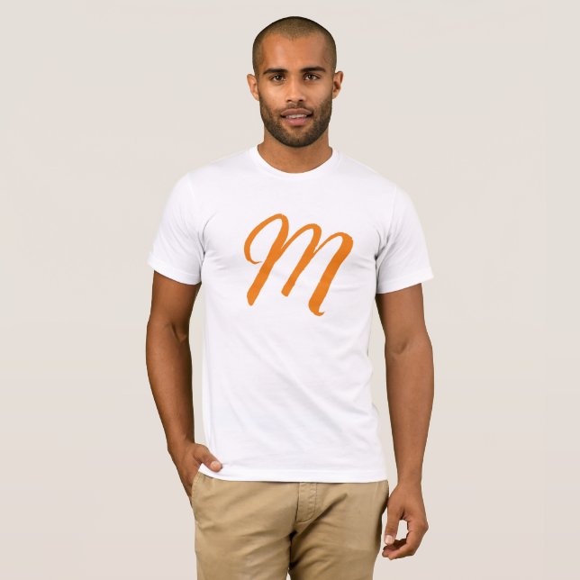 Orange Monogram Own Name Initial Replace Text T-Shirt (Front Full)