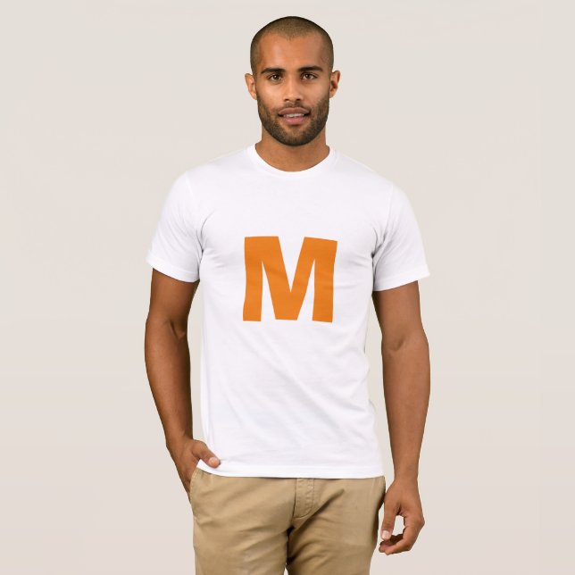 Orange Monogram Own Name Initial Replace Text T-Shirt (Front Full)