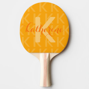 Orange Monogram Pattern with Name Ping Pong Paddle