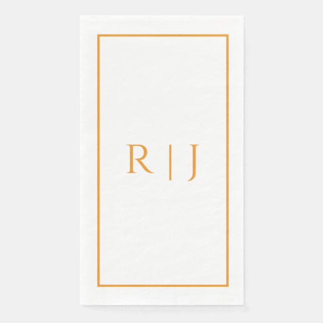 Orange Monogram Spring Summer Elegant Wedding Napkin (Front)