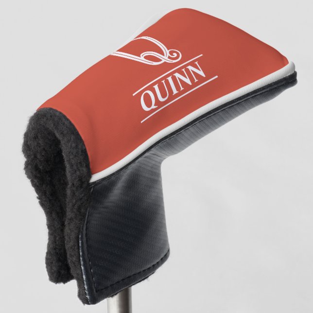 Orange Monogrammed Putter Head Cover (3/4 Front)