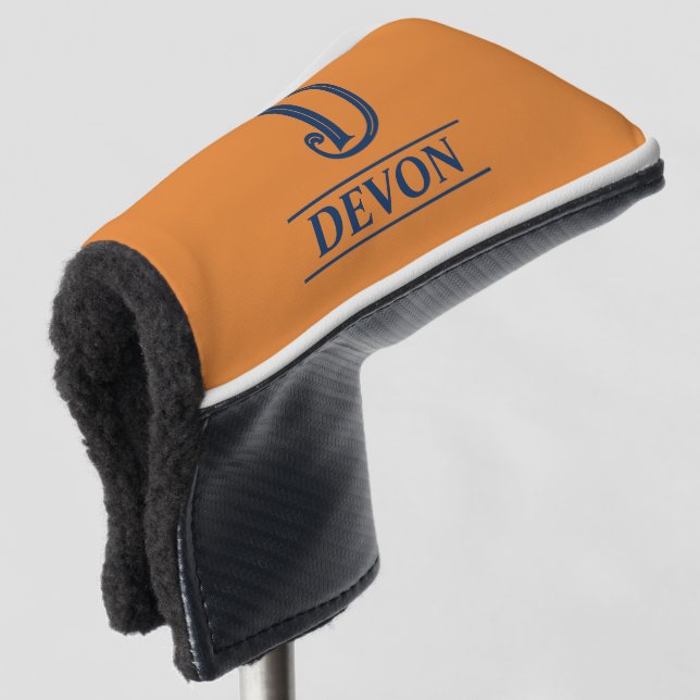 Orange Monogrammed Putter Head Cover (3/4 Front)