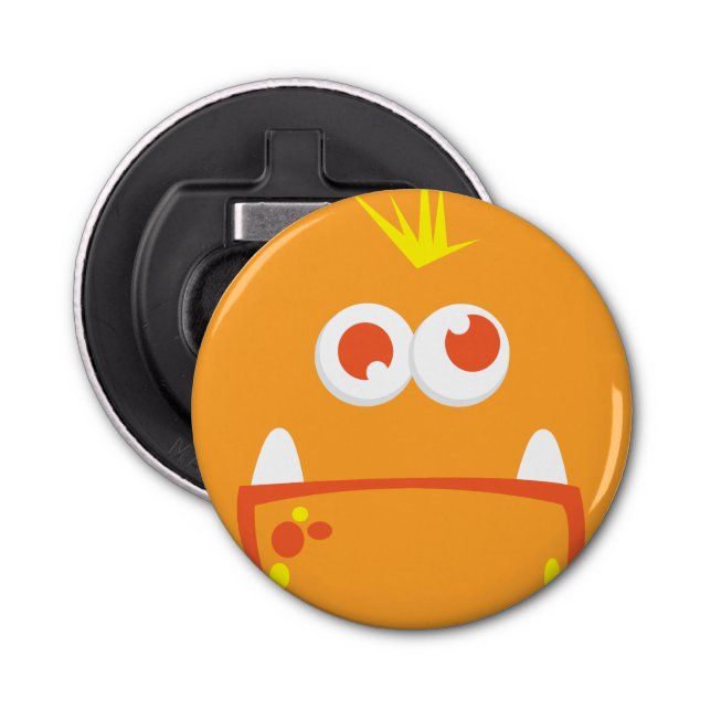 Orange Monster Face Bottle Opener (Front)