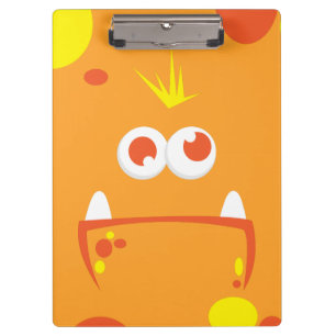 Orange Monster Face Clip Board