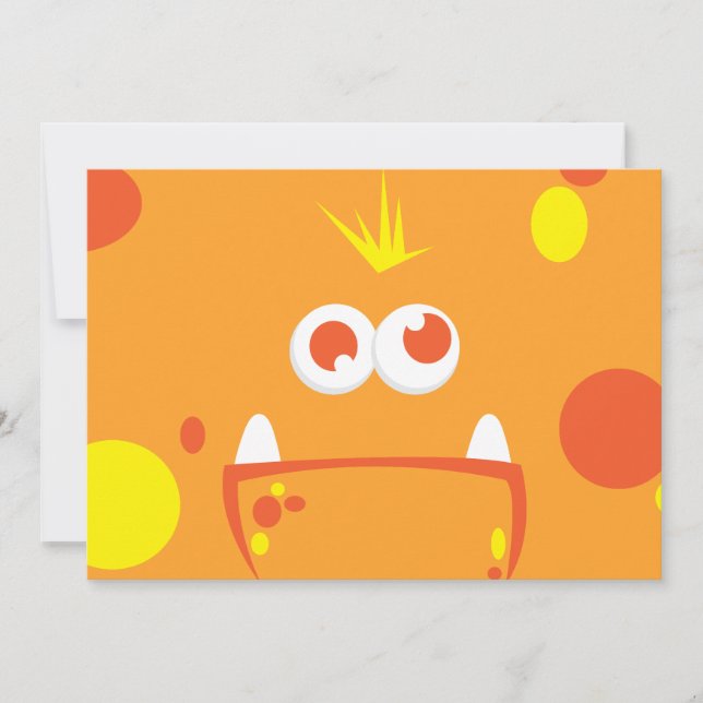Orange Monster Face Party Invitations (Front)