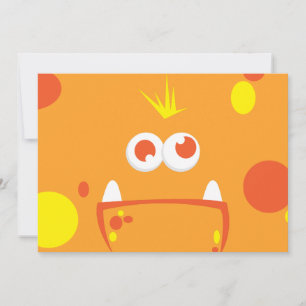 Orange Monster Face Party Invitations