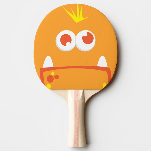 Orange Monster Face Ping Pong Paddle (Back)