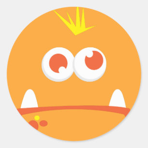 Orange Monster Face Stickers