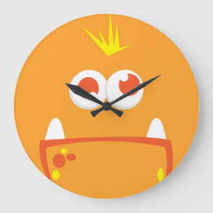 Orange Monster Face Wall Clock