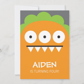 Orange Monster Invitation
