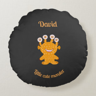 Orange monster round cushion