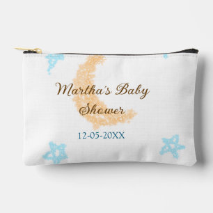 Orange moon blue stars glitter baby shower sparkle accessory pouch
