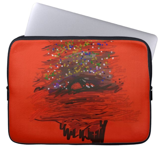 Orange Moon Landscape Laptop Sleeve (Front)