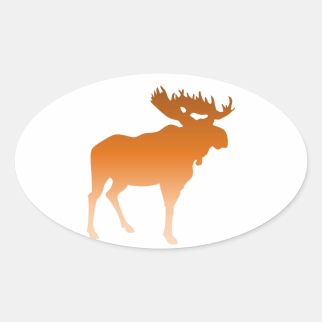 Orange Moose Oval Sticker (Front)