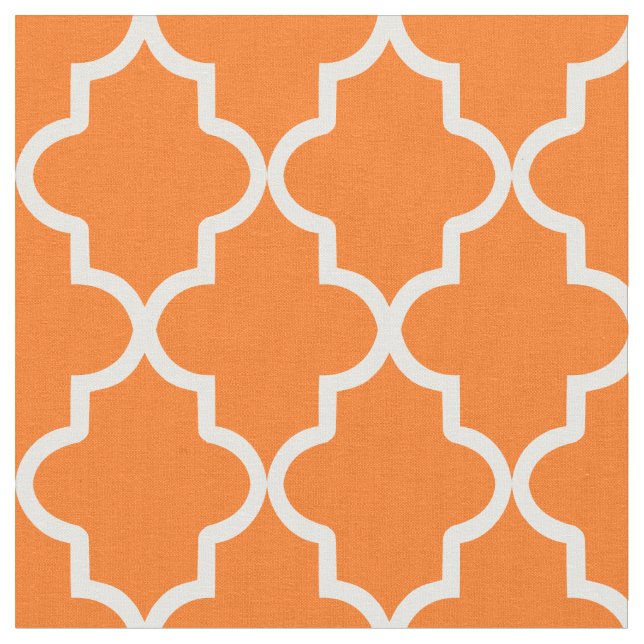 Orange Moroccan Quatrefoil Fabric (Close Up)