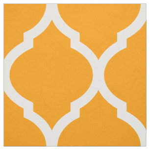 Orange Moroccan Quatrefoil Large Scale Fabric