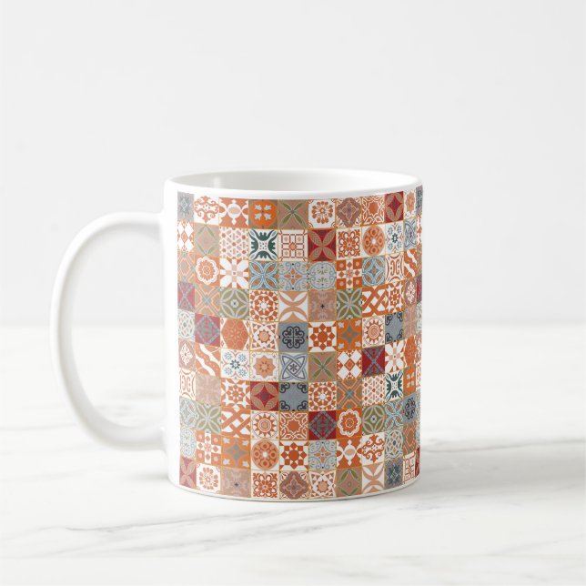 Orange Moroccan tile Coffee Mug (Left)