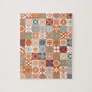 Orange Moroccan tile Jigsaw Puzzle