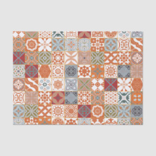 Orange Moroccan tile Tissue Paper