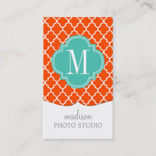 Orange Moroccan Tiles Lattice Personalised Business Card