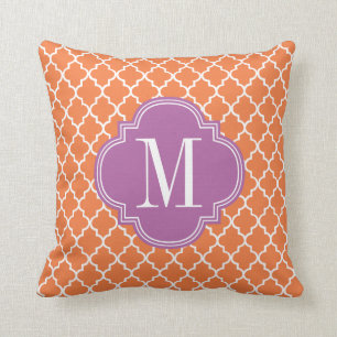 Orange Moroccan Tiles Lattice Personalised Cushion