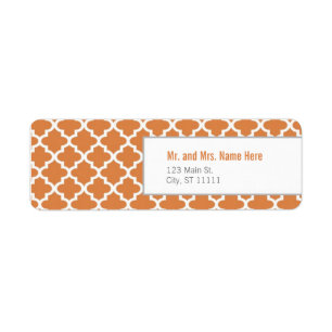 Orange Moroccan Tiles Return Address Label