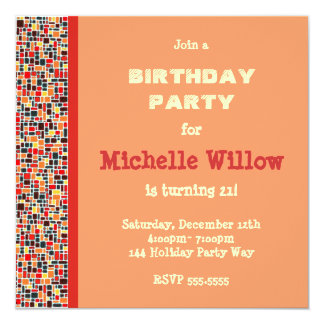 Mosaic Birthday Party Invitations & Announcements  Zazzle 