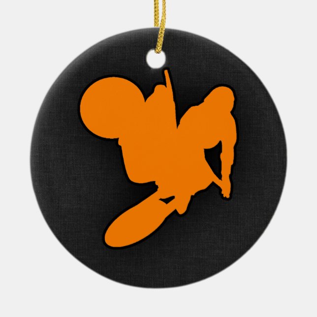 Orange Motocross Ceramic Ornament (Front)