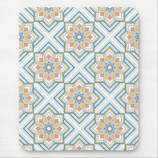 Orange Mouse Pad With Blue Tile Pattern Longing fo