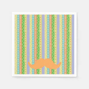 Orange Moustache Fiesta Green Yellow Fun Señor Napkin