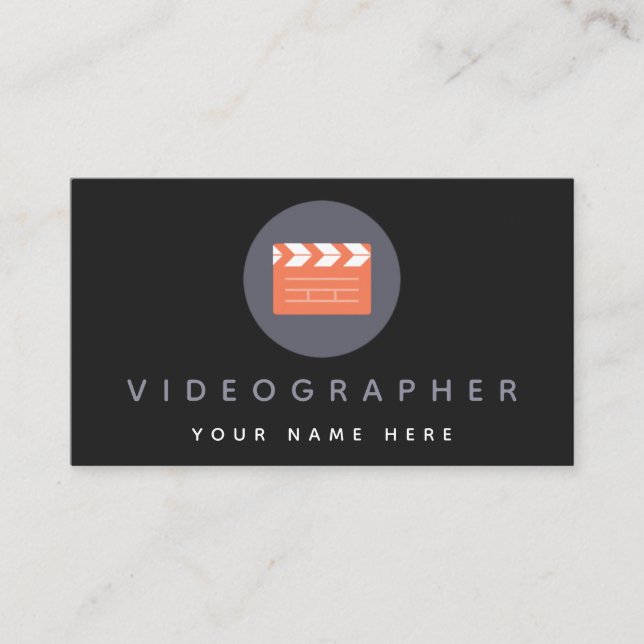 Orange Movie Clapper Board Videographer Film Slate Business Card (Front)