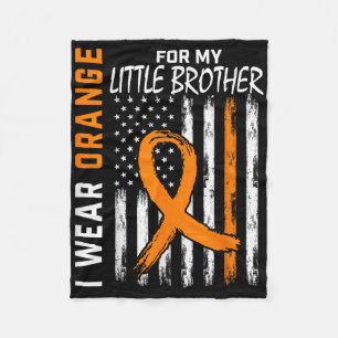 Orange Ms Little Brother Multiple Sclerosis Leukem Fleece Blanket