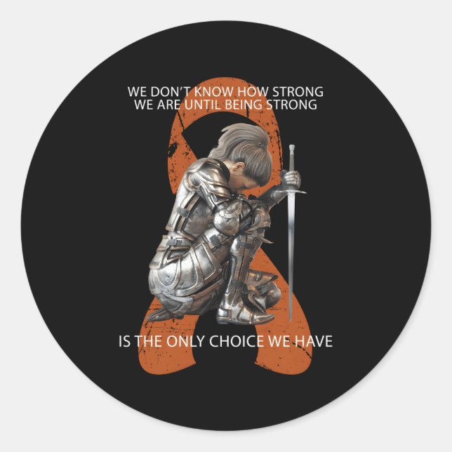 Orange Ms Multiple Sclerosis Awareness Classic Round Sticker (Front)