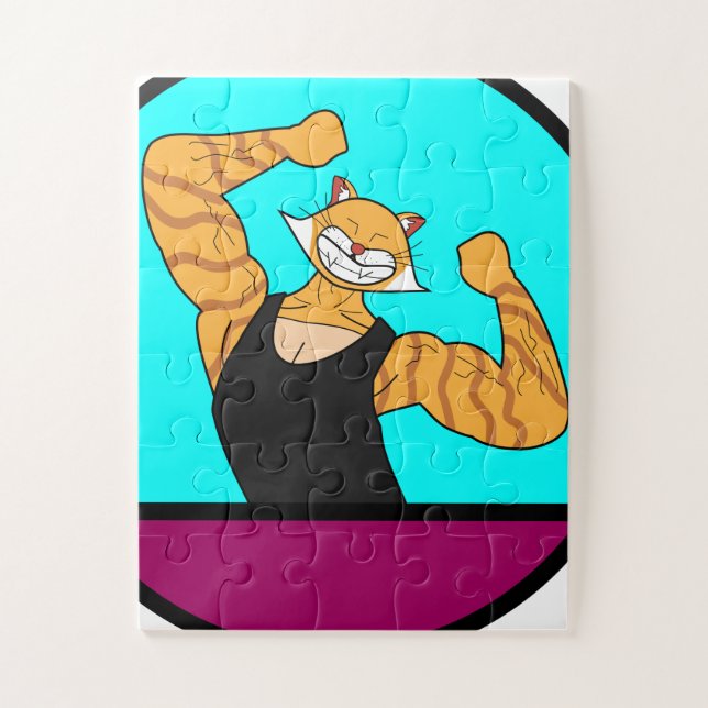 Orange muscle cat Puzzle (Vertical)