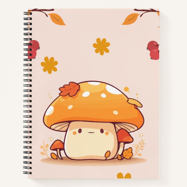 Orange Mushroom Spiral Notebook  (Front)