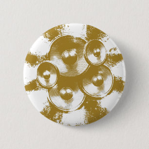Orange music speakers 6 cm round badge
